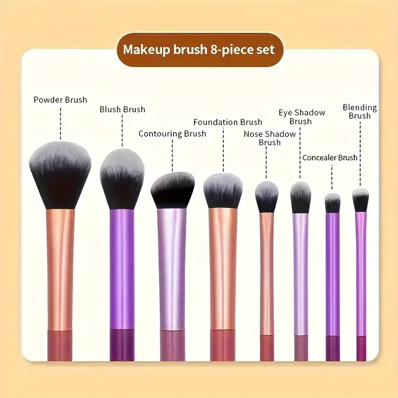 Set de Brochas de Maquillaje Profesional (8 piezas)